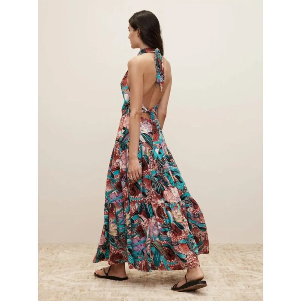 Banana Republic THE WHITE LOTUS Matte 100% Silk Halter Maxi Dress 8 NWT $350 - Picture 4 of 16